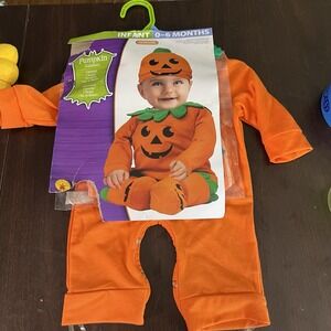 Rubie's Infant Pumpkin Halloween‎ Costume 0-6 Months Jumper Hat Booties New